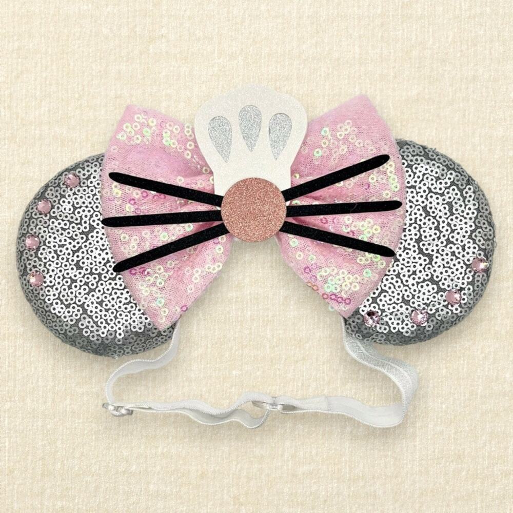 Elastic Silver Sequin Remy Ratatouille Minnie Ears | Disney-Inspired Mouse Ears